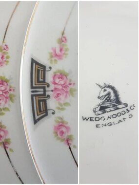 Vintage Wedgwood Pink Rose Dessert Plates Set English Ironstone China Dinnerware